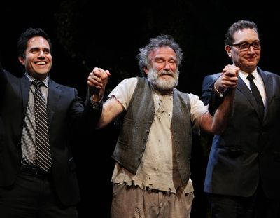 Robin Willams with playwright Rajiv Joseph & director Moises Kaufman during the Broad Photo