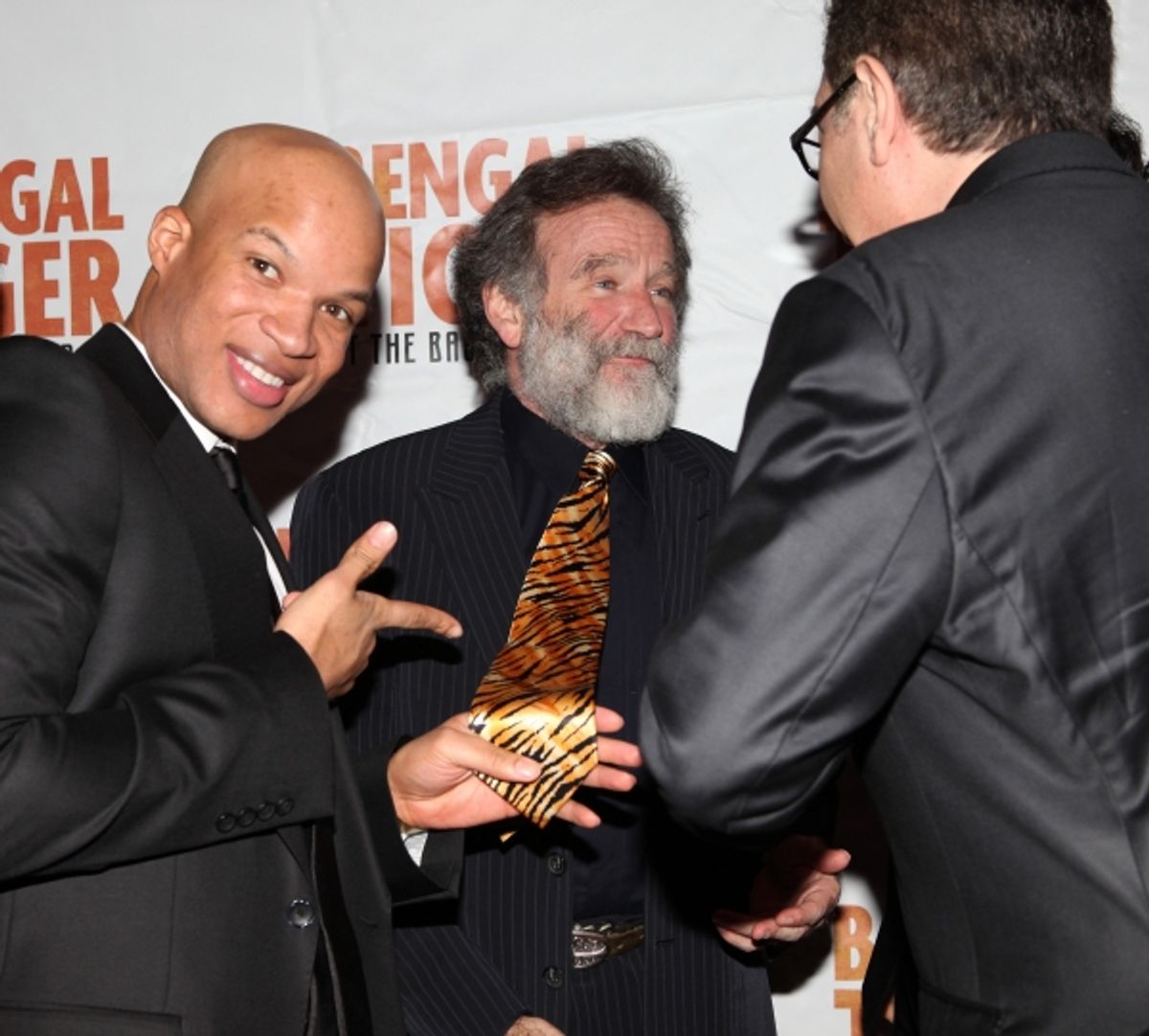 Glenn Davis & Robin Williams & Moises Kaufman attending the Broadway Opening Night After Party for 'Bengal Tiger at the Baghdad Zoo' at espace in New York City at 