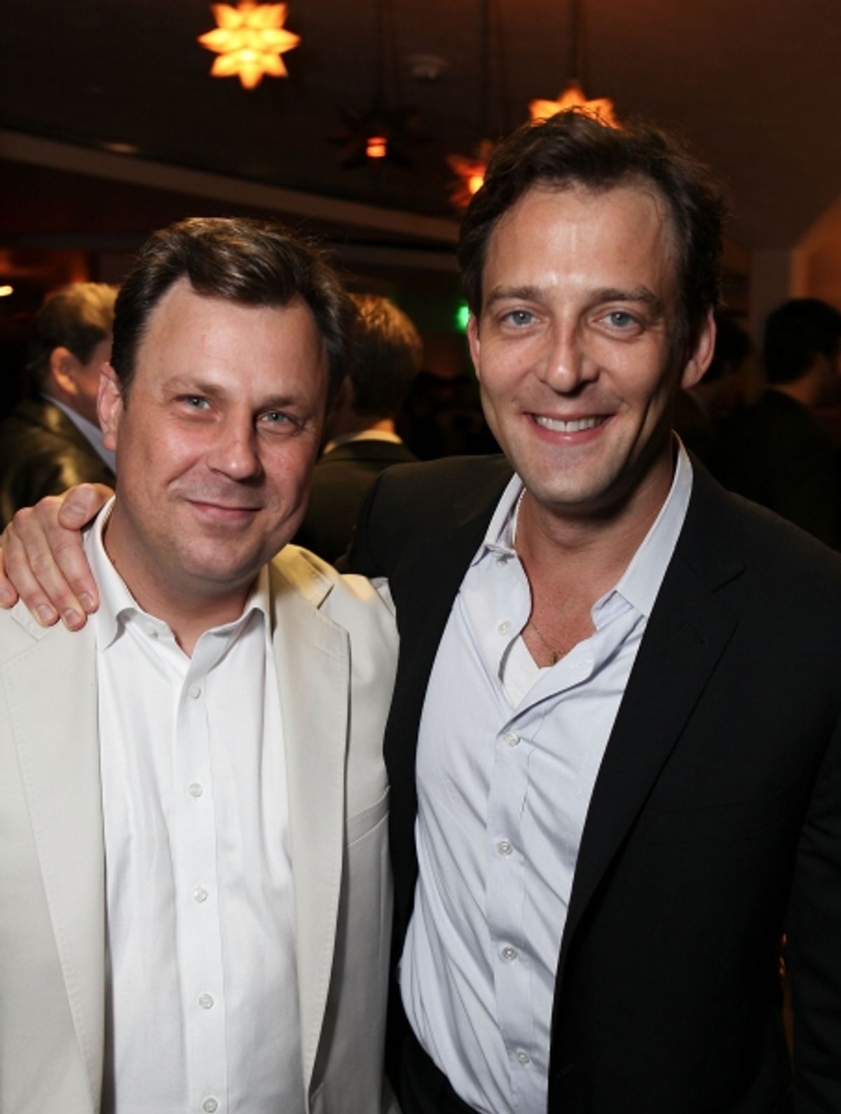 LOS ANGELES, CA - APRIL 3: Cast members Brooks Ashmanskas (L) and Ken Barnett (R) pose during the party for the opening night performance of 'Burn This' at Center Theatre Group's Mark Taper Forum on April 3, 2011 in Los Angeles, California. (Photo by Ryan at 