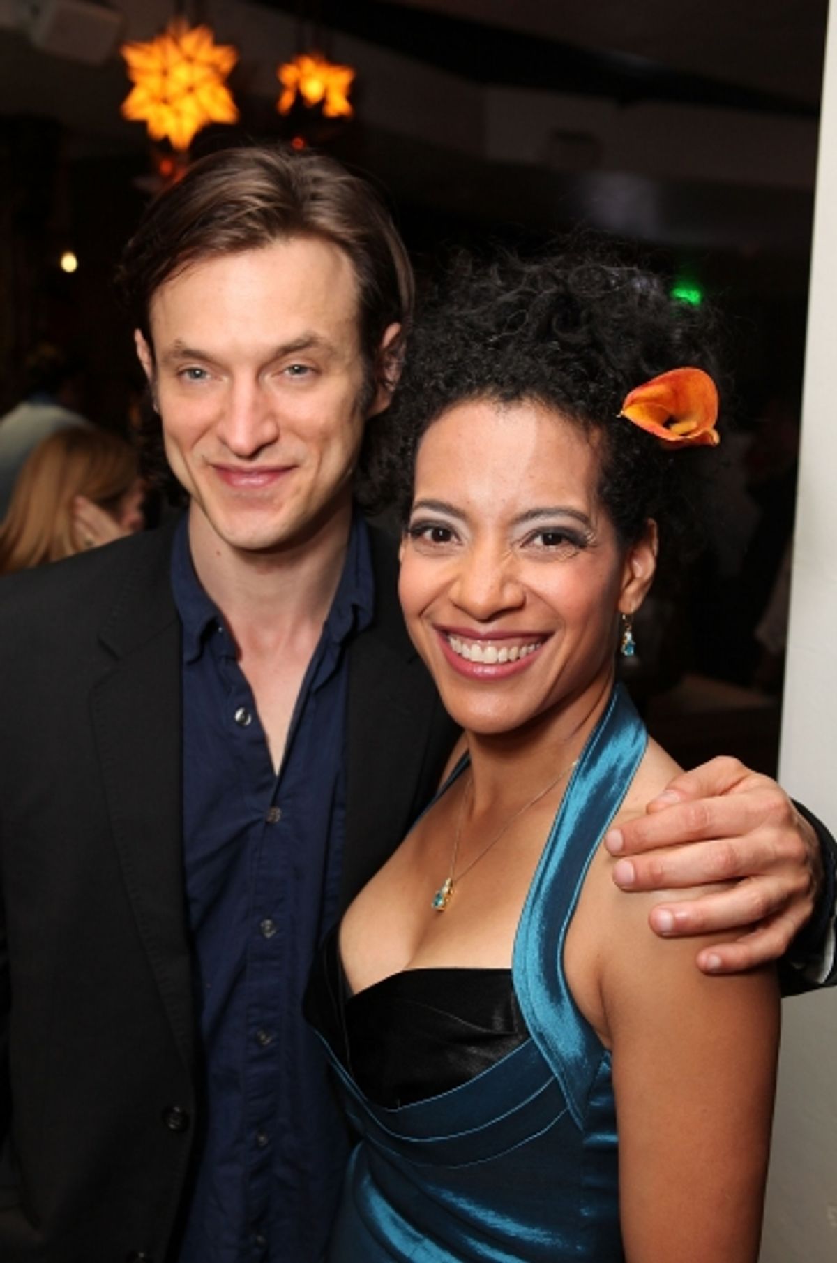 LOS ANGELES, CA - APRIL 3: Cast members Adam Rothenberg (L) and Zabryna Guevara (R) pose during the party for the opening night performance of 'Burn This' at Center Theatre Group's Mark Taper Forum on April 3, 2011 in Los Angeles, California. (Photo by Ry at 