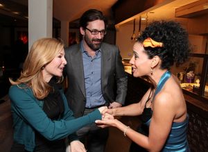 LOS ANGELES, CA - APRIL 3: (L-R) Actress/Writer Jennifer Westfeldt, actor Jon Hamm and cast member Zabryna Guevara pose during the party for the opening night performance of "Burn This" at Center Theatre Group's Mark Taper Forum on April 3, 2011 in Los An @ BroadwayWorld LOS ANGELES, CA - APRIL 3: (L-R) Actress/Writer Jennifer Westfeldt, actor Jon Hamm an Photo