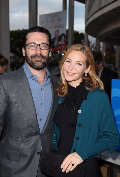 Jon Hamm (L) and actress/writer Jennifer Westfeldt Photo