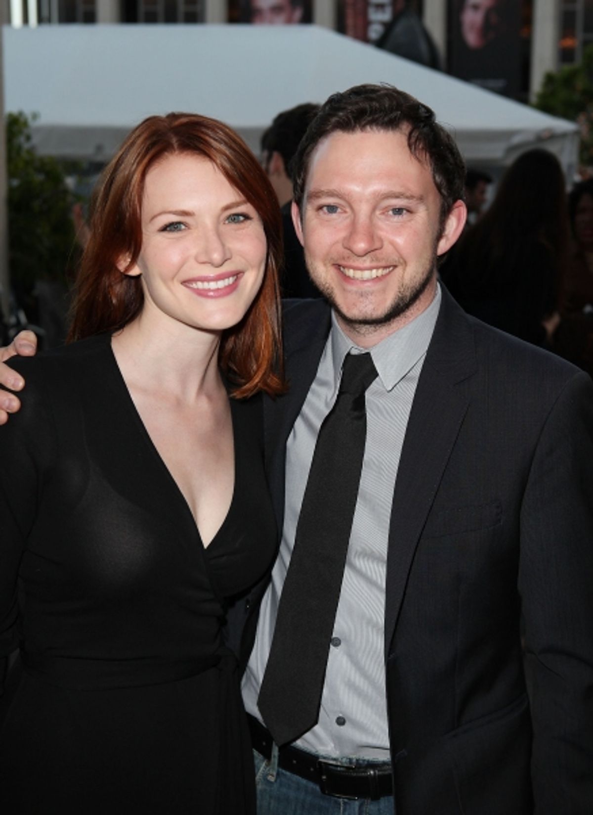 LOS ANGELES, CA - APRIL 3: Holley Fain (L) and actor Nate Corddry (R) pose during the arrivals for the opening night performance of 'Burn This' at Center Theatre Group's Mark Taper Forum on April 3, 2011 in Los Angeles, California. (Photo by Ryan  at 