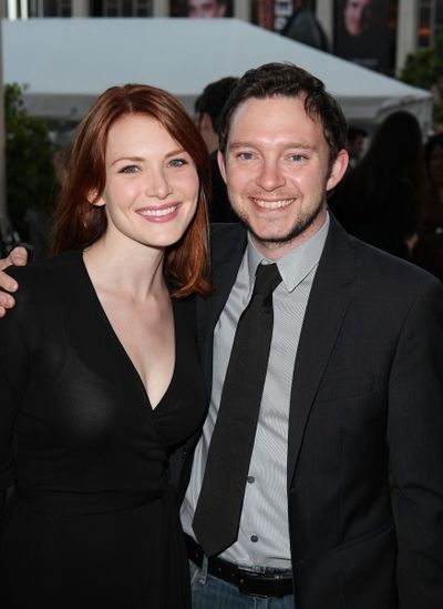 LOS ANGELES, CA - APRIL 3: Holley Fain (L) and actor Nate Corddry (R) pose during the Photo