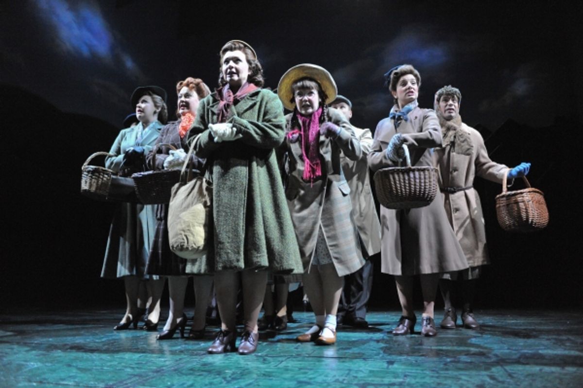 Apr. 4, 2011 - London, England, United Kingdom - Under licence to Betty Blue Eyes'', the musical, premieres at the Novello Theatre, London. ''Fair Shares for All'' - Sarah Lancashire as 'Joyce' and the Company. (Credit Image: Ã‚Â© Jane Hobson/London News  at 