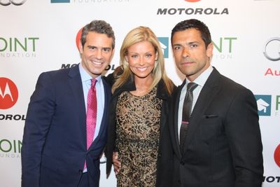 Andy Cohen, Kelly Ripa and Mark Consuelos  Photo