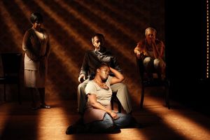 Elaine R. Graham, Michael Rogers, Heather Alicia Simms (seated on floor), and Crystal Photo