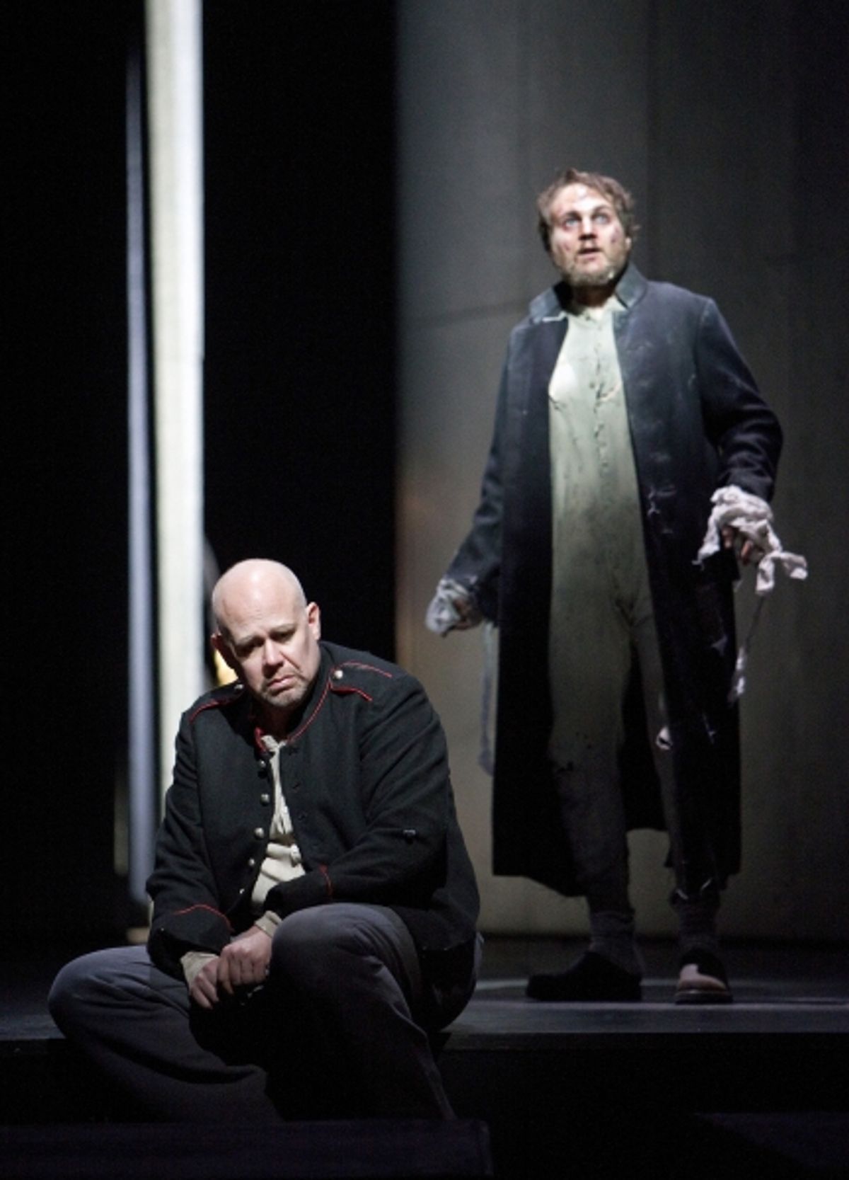 Alan Held itle role and Philippe Castagner as the Fool in Berg's 'Wozzeck.' Photo: Cory Weaver/Metropolitan Opera  Taken during the rehearsal on March 31, 2011 at the Metropolitan Opera in New York City. at 