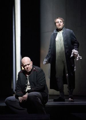 Alan Held itle role and Philippe Castagner as the Fool in Berg's "Wozzeck." Photo: Co Photo
