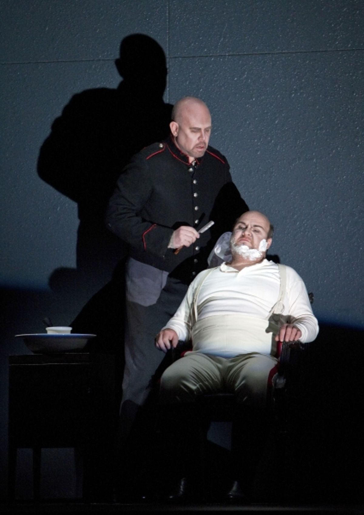 Alan Held in the title role and Gerhard Siegel as the Captain in Berg's 'Wozzeck.' Photo: Cory Weaver/Metropolitan Opera  Taken during the rehearsal on March 31, 2011 at the Metropolitan Opera in New York City. at 