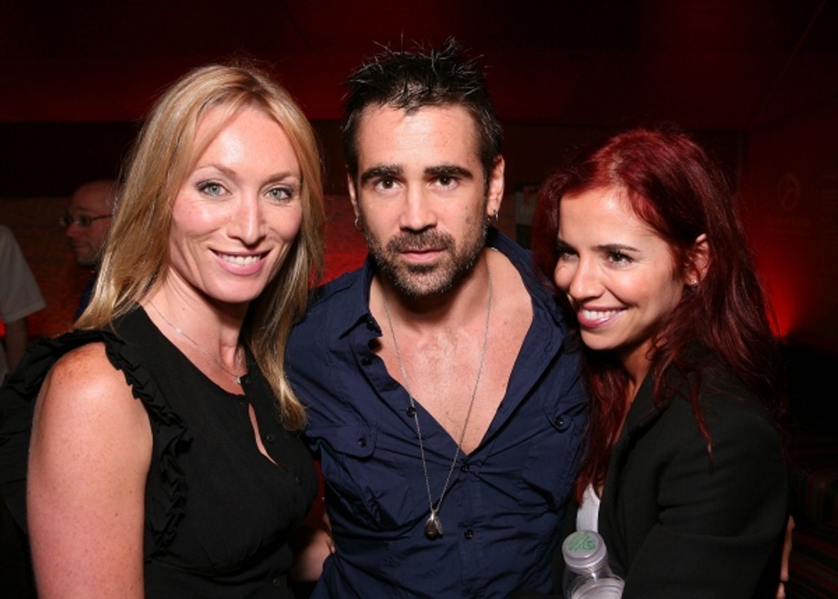 LOS ANGELES, CA - APRIL 6: (L-R) Victoria Smurfit, actor Colin Farrell and sister Claudine Farrell pose during the party for the opening night performance of 'The Cripple of Inishmaan' at Center Theatre Group's Kirk Douglas Theatre on April 6, 201 at 