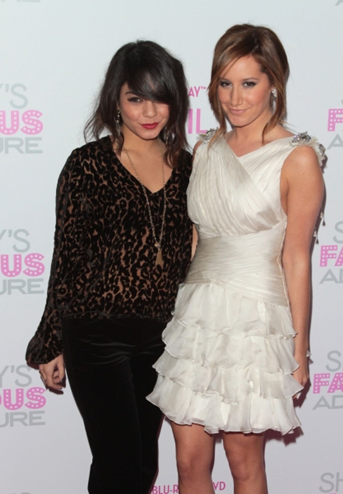 Vanessa Hudgens, Ashley Tisdale in attendance; The Sharpay's Fabulous Adventure DVD Release Party held at the Soho House in West Hollywood, California on April 6th, 2011.  Ã‚Â© RD / Orchon / Retna Digital at 