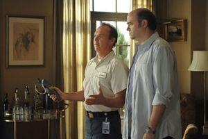 Michael Keaton as Tom, Scott Adsit as Pete @ BroadwayWorld Michael Keaton as Tom, Scott Adsit as Pete Photo
