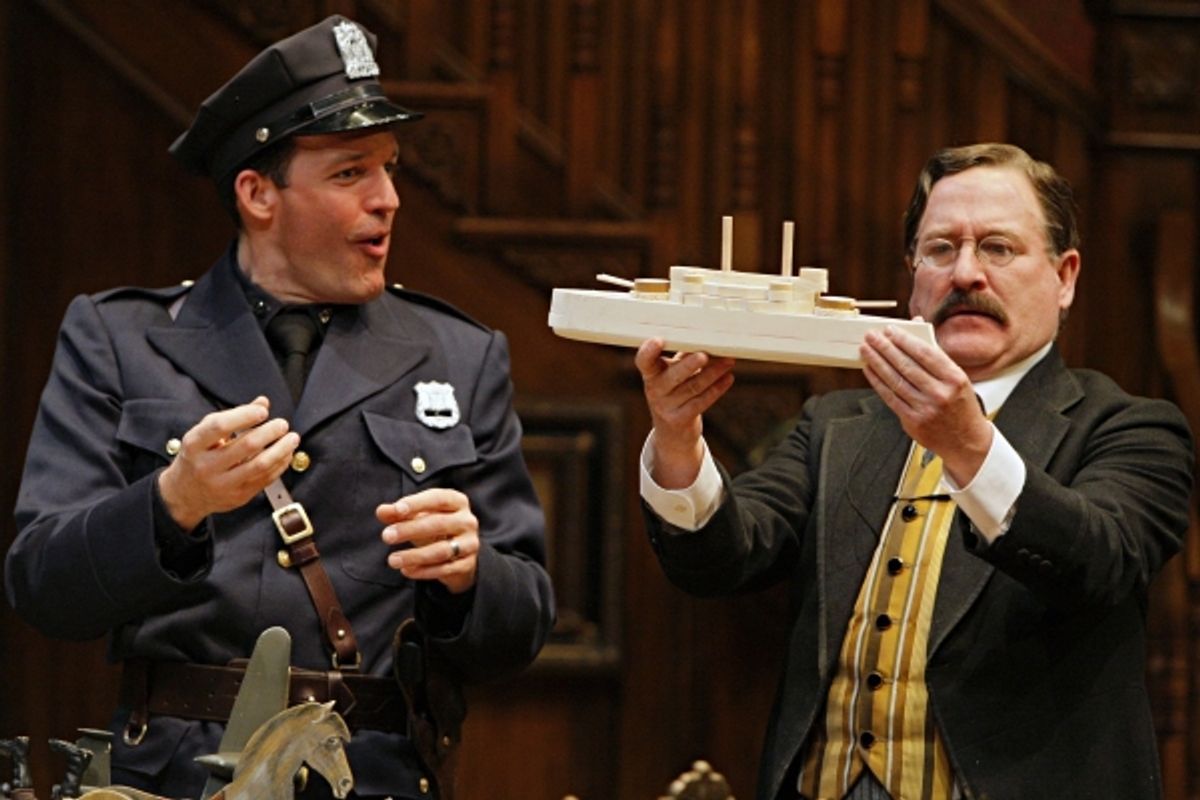  Michael Booth (Officer Klein) and Bob Davis (Teddy Brewster) in the Guthrie Theater production of ARSENIC AND OLD LACE by Joseph Kesselring. Directed by Joe Dowling, set design by John Lee Beatty, costume design by Christine A. Richardson, lighting desig at 