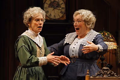 Sally Wingert (Martha Brewster) and Kristine Nielsen (Abby Brewster) in the Guthrie T Photo
