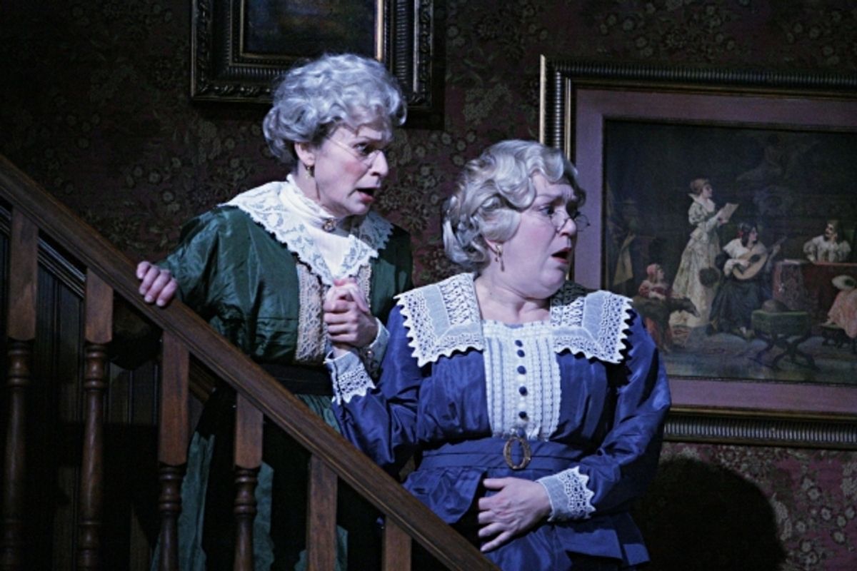  Sally Wingert (Martha Brewster) and Kristine Nielsen (Abby Brewster) in the Guthrie Theater production of ARSENIC AND OLD LACE by Joseph Kesselring. Directed by Joe Dowling, set design by John Lee Beatty, costume design by Christine A. Richardson, lighti at 