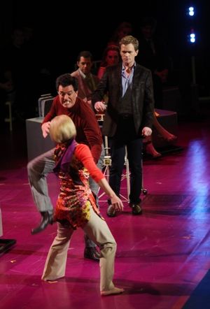 Stephen Colbert & Martha Plimpton & Neil Patrick Harris performing in the New York Ph Photo