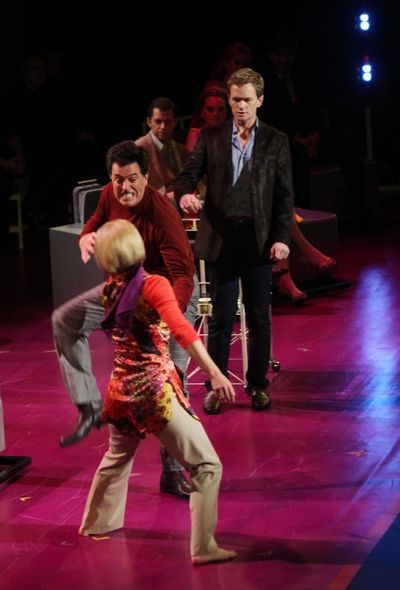 Stephen Colbert & Martha Plimpton & Neil Patrick Harris performing in the New York Ph Photo