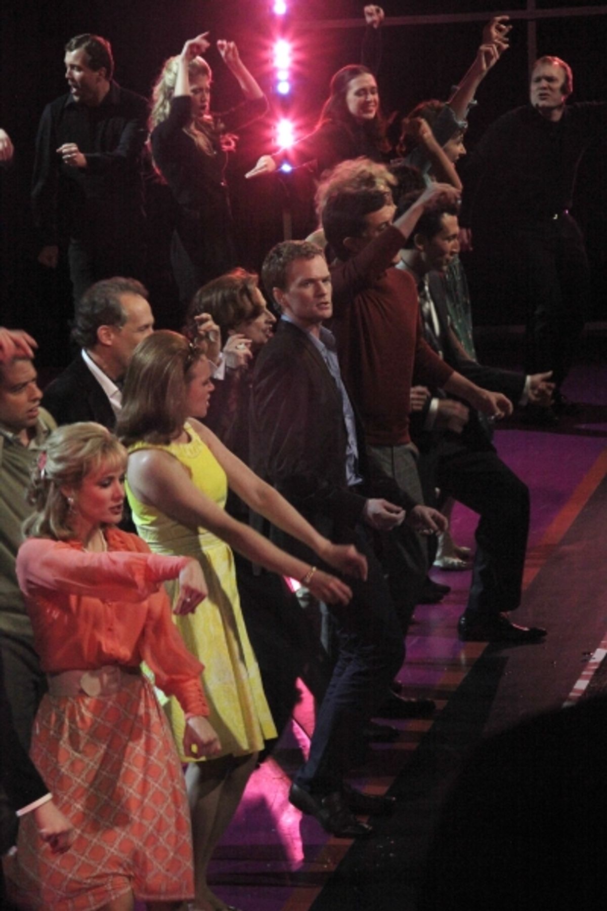 Ensemble Curtain Call: Christina Hendricks, Jill Paice, Craig Bierko, Neil Patrick Harris, Anika Noni Rose, Aaron Lazar, Martha Plimpton, Steve Colbert performing in the New York Philharmonic presentation of Stephen Sondheim's 'Company', A Spring Gala Ben at 