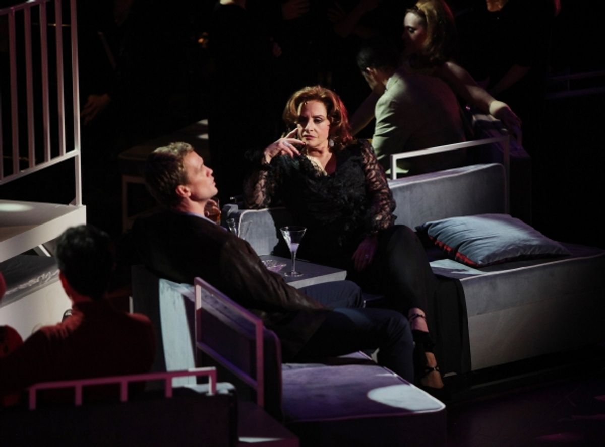 Neil Patrick Harris & Patti LuPone performing in the New York Philharmonic presentation of Stephen Sondheim's 'Company', A Spring Gala Benefit  in New York City. at 