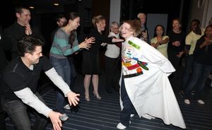 Robert Creighton & Sutton Foster & Kathleen Marshall with Ensemble Cast attending the Opening Night Performance Gypsy Robe Ceremony for Recipient Joyce Chittick for The Roundabout Theatre Company's Broadway Production of 'Anything Goes' in New York City. @ BroadwayWorld Robert Creighton & Sutton Foster & Kathleen Marshall with Ensemble Cast attending the Photo