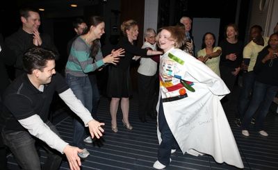 Robert Creighton & Sutton Foster & Kathleen Marshall with Ensemble Cast attending the Photo