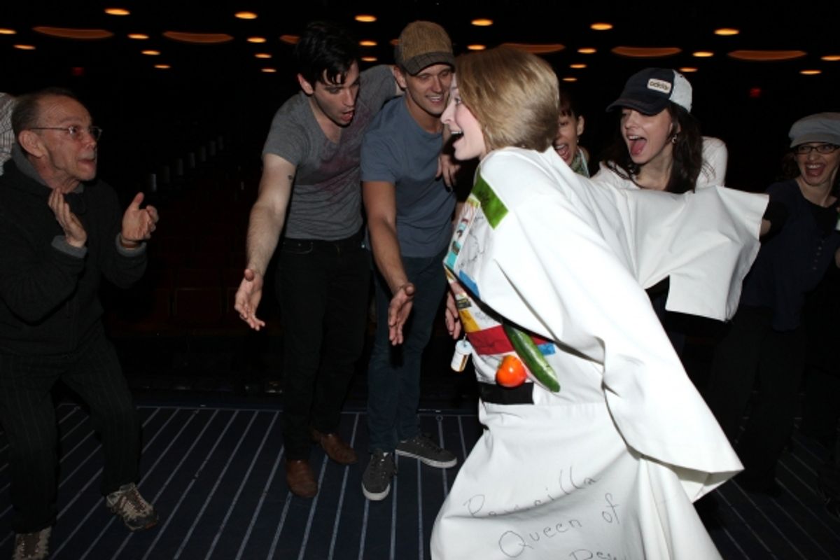 Joel Grey & Colin Donnell & Joyce Chittick with Ensemble cast  attending the Opening Night Performance Gypsy Robe Ceremony for Recipient Joyce Chittick for The Roundabout Theatre Company's Broadway Production of 'Anything Goes'  in New York City. at 