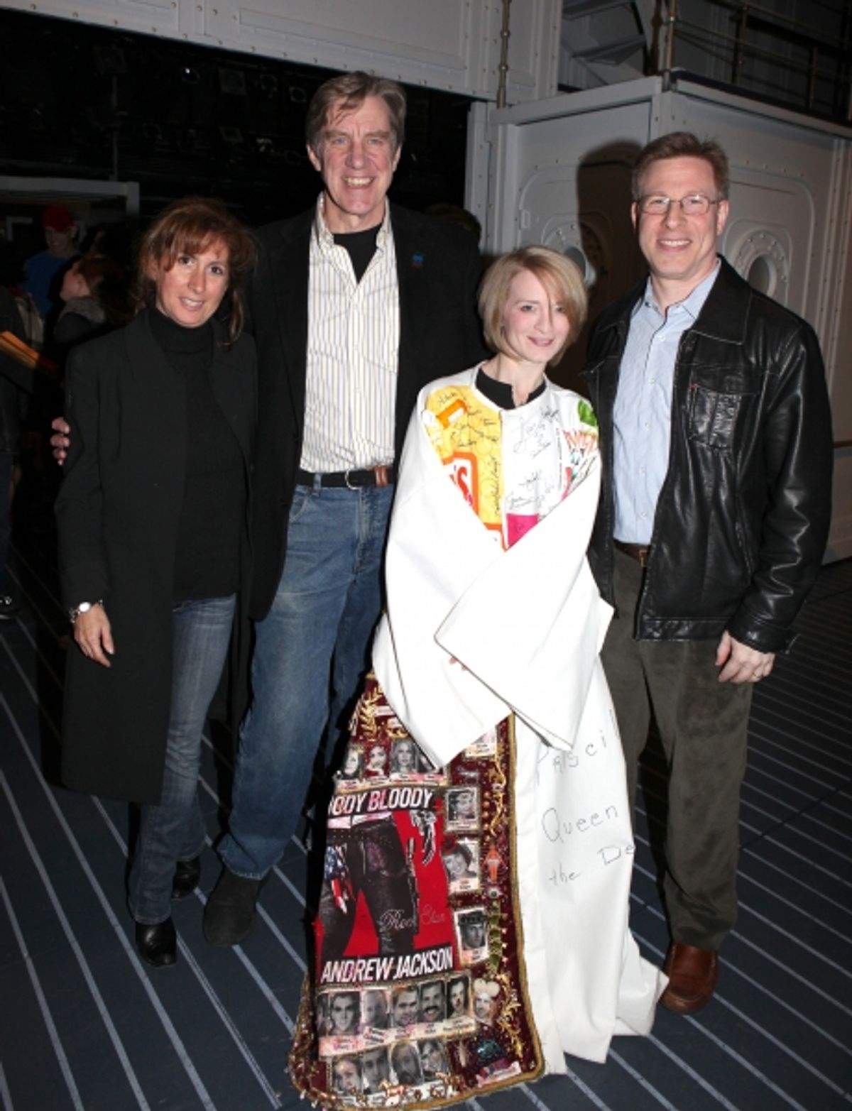 Rebecca Kim Jordan (AEA Second V.P.,chair of ACCA), Nick Wyman (AEA President)Joyce Chittick & 3rd VP Ira Mont attending the Opening Night Performance Gypsy Robe Ceremony for Recipient Joyce Chittick for The Roundabout Theatre Company's Broadway Productio at 