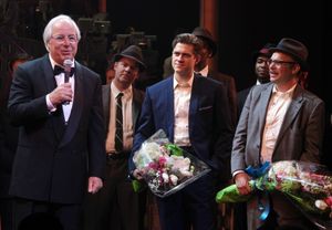 Frank Abagnale Jr. & Aaron Tveit & Norbert Leo Butz during the Broadway Opening Night Curtain Call for 'Catch Me If You Can' in New York City. @ BroadwayWorld Frank Abagnale Jr. & Aaron Tveit & Norbert Leo Butz during the Broadway Opening Night Photo