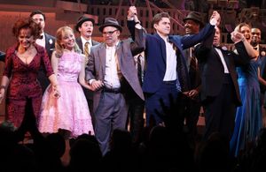 Linda Hart, Kerry Butler, Norbert Leo Butz, Aaron Tveit, Tom Wopat, Rachel de Benedet during the Broadway Opening Night Curtain Call for 'Catch Me If You Can' in New York City. @ BroadwayWorld Linda Hart, Kerry Butler, Norbert Leo Butz, Aaron Tveit, Tom Wopat, Rachel de Benedet Photo