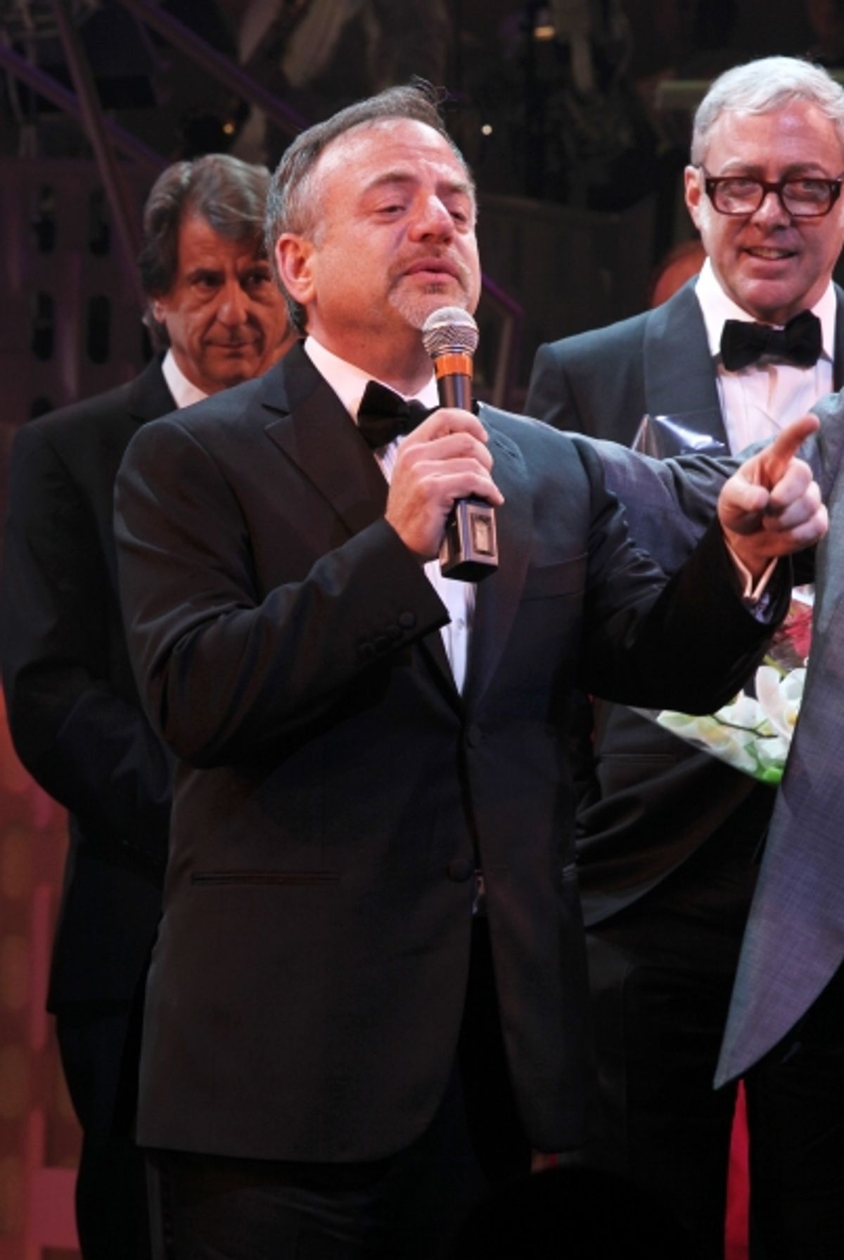 David Rockwell, Marc Shaiman & Scott Wittman during the Broadway Opening Night Curtain Call for 'Catch Me If You Can' in New York City. at 