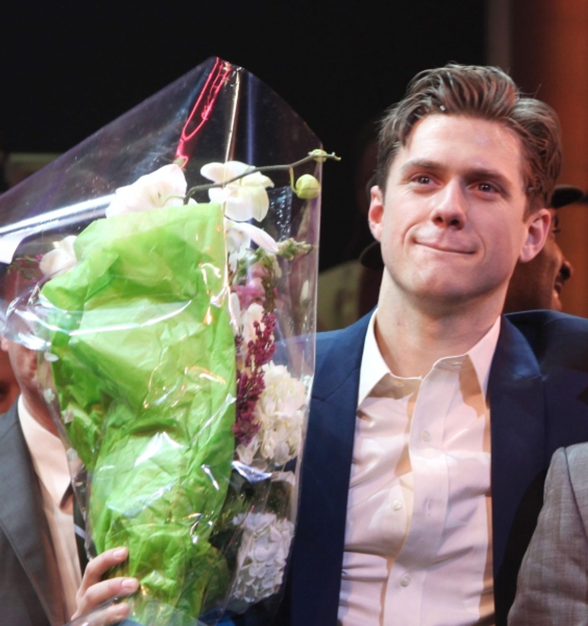Aaron Tveit during the Broadway Opening Night Curtain Call for 'Catch Me If You Can' in New York City. at 