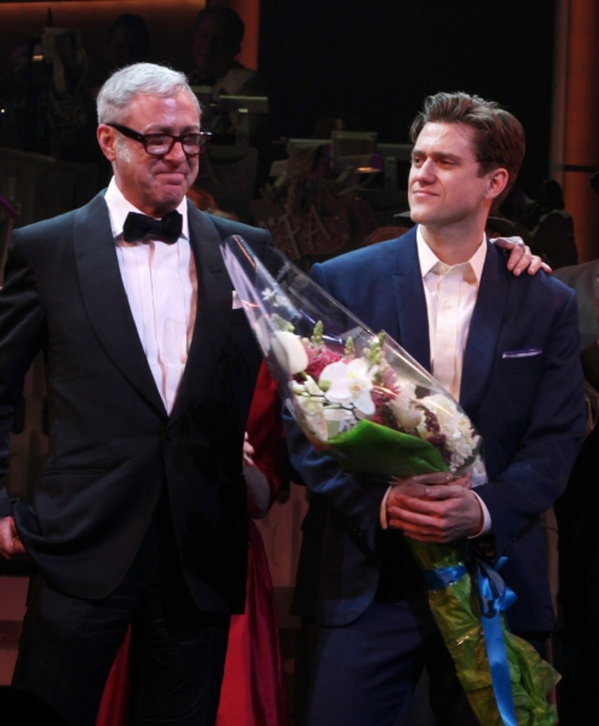 Scott Wittman & Aaron Tveit during the Broadway Opening Night Curtain Call for 'Catch Me If You Can' in New York City. at 
