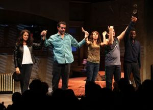 Annabella Sciorra , Bobby Cannavale, Elizabeth Rodriguez, Yul Vazquez & Chris Rock during The Broadway Opening Night Performance Curtain Call for 'The Mother F**ker with the Hat' in New York City. @ BroadwayWorld Annabella Sciorra , Bobby Cannavale, Elizabeth Rodriguez, Yul Vazquez & Chris Rock du Photo