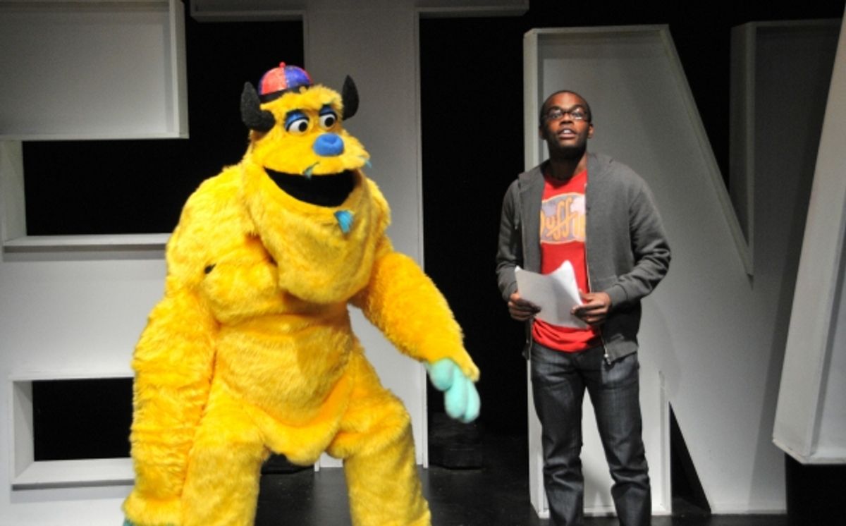 Monster Puppet (Jon Hoche inside) and William Jackson Harper at 