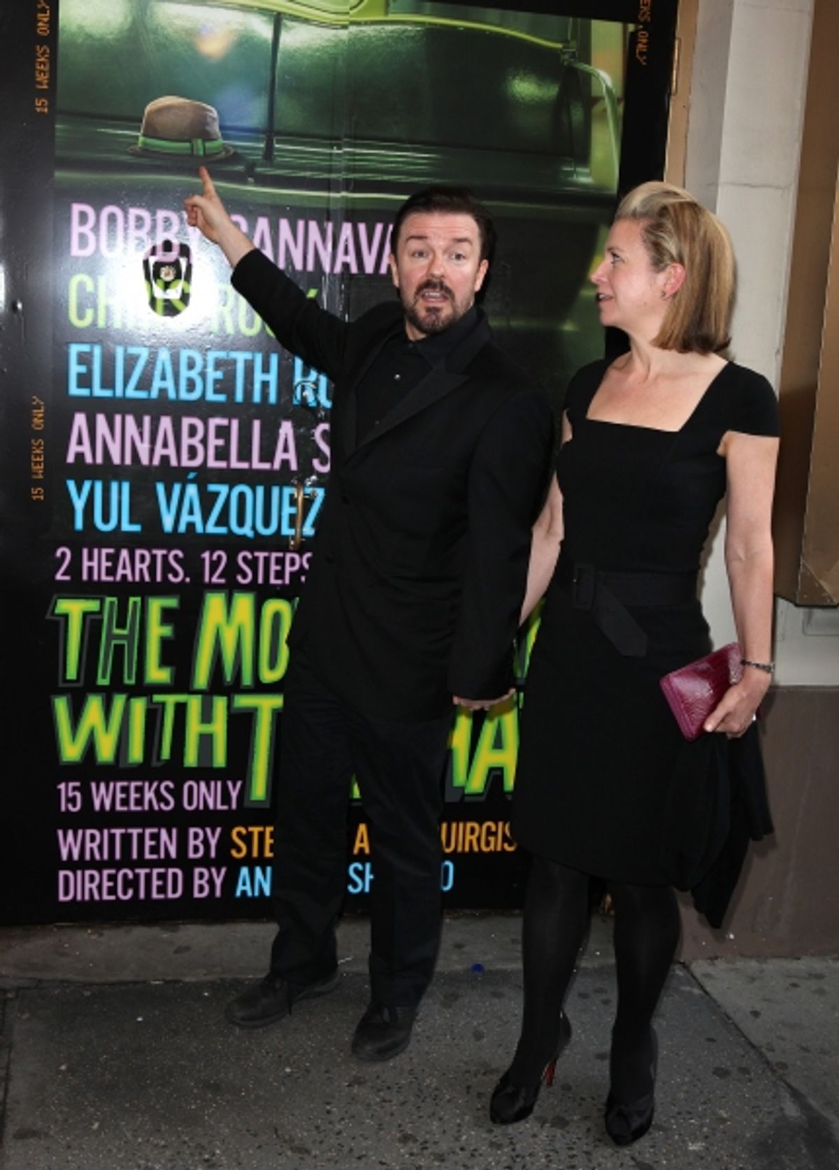 Ricky Gervais and Jane Fallon attending the Broadway Opening Night Performance  for 'The Mother F**ker with the Hat'  in New York City. at 