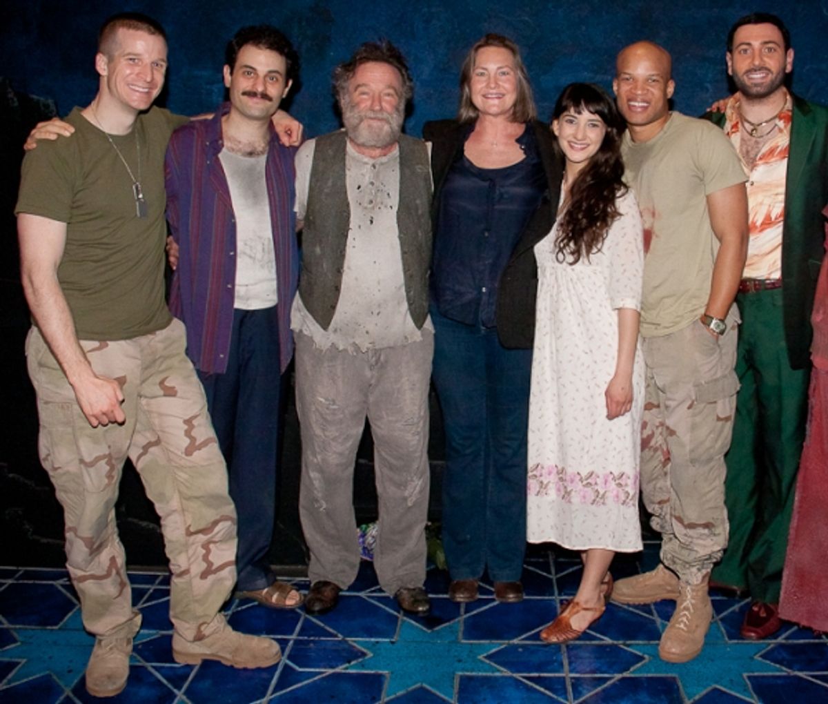 Brad Fleischer, Arian Moayed, Robin Williams, Cherry Jones, Sheila Vand, Glenn Davis, and Hrach Titizian at 