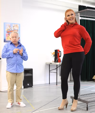 Varla Jean Merman & Leslie Jordan attending the Sneak Peek Performance for the Off-Br Photo