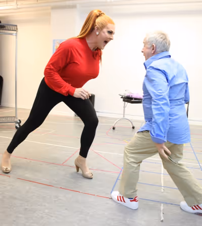 Varla Jean Merman & Leslie Jordan attending the Sneak Peek Performance for the Off-Br Photo