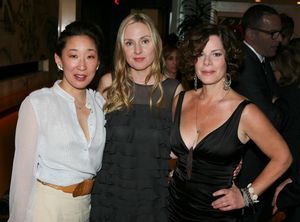 LOS ANGELES, CA - APRIL 13: (L-R) Sandra Oh and cast members Hope Davis and Marcia Gay Harden pose at the party for the opening night performance of "God of Carnage" at Center Theatre Group's Ahmanson Theatre on April 13, 2011 in Los Angeles, Cali @ BroadwayWorld LOS ANGELES, CA - APRIL 13: (L-R) Sandra Oh and cast members Hope Davis and Marcia Ga Photo