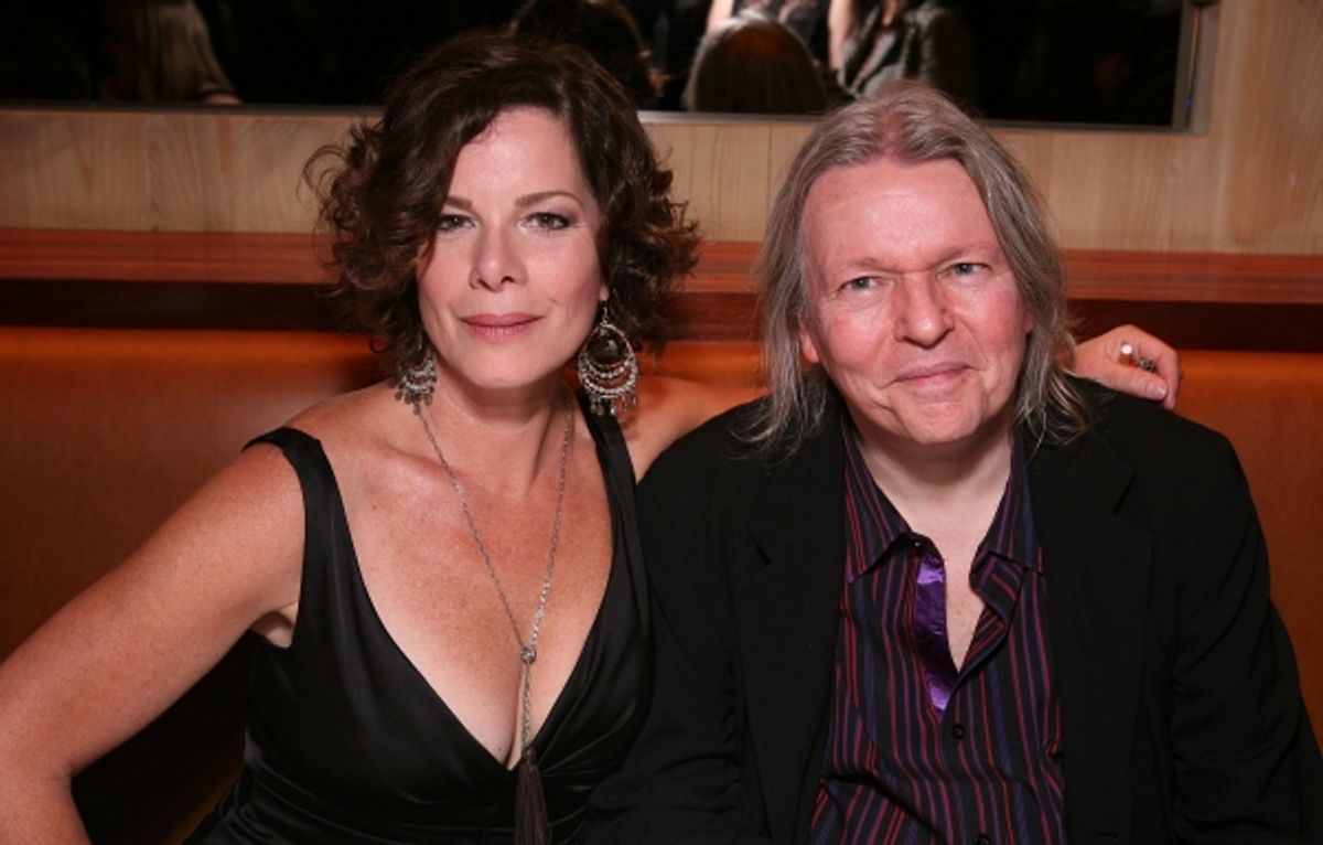 LOS ANGELES, CA - APRIL 13: Cast member Marcia Gay Harden (L) and Translator Christopher Hampton (R) pose at the party for the opening night performance of 'God of Carnage' at Center Theatre Group's Ahmanson Theatre on April 13, 2011 in Los Angeles, Calif at 