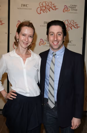 LOS ANGELES, CA - APRIL 13: Actors Jocelyn Towne (L) and Simon Helberg (R) pose durin Photo