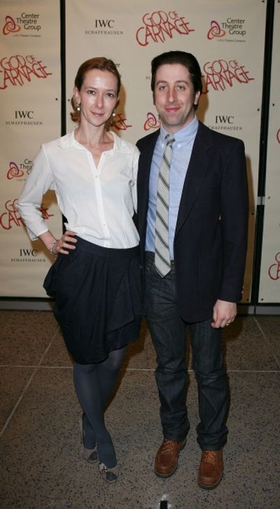 LOS ANGELES, CA - APRIL 13: Actors Jocelyn Towne (L) and Simon Helberg (R) pose durin Photo