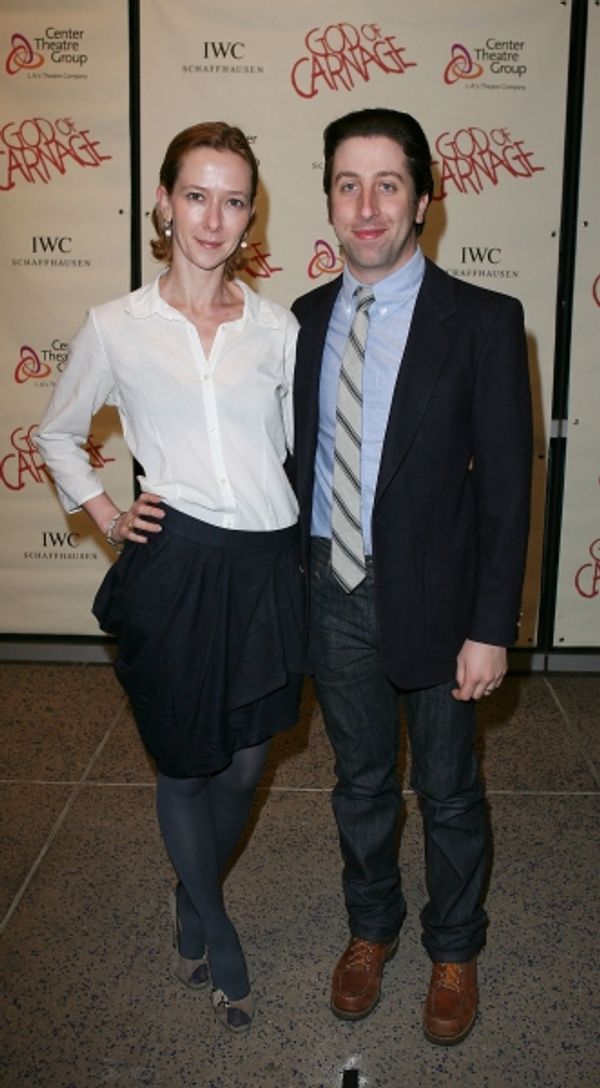 LOS ANGELES, CA - APRIL 13: Actors Jocelyn Towne (L) and Simon Helberg (R) pose durin Photo