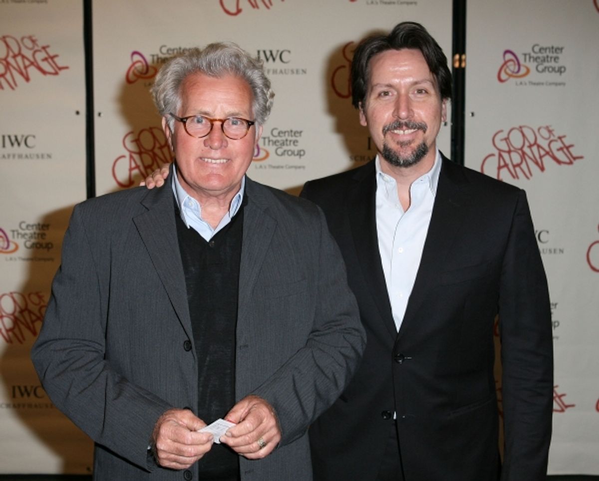 LOS ANGELES, CA - APRIL 13: Martin Sheen (L) and son Ramon Estevez (R) pose during the arrivals for the opening night performance of 'God of Carnage' at Center Theatre Group's Ahmanson Theatre on April 13, 2011 in Los Angeles, California. (Photo by  at 