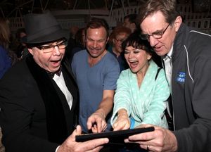 Jack O'Brien & Norbert Leo butz & Linda Hart & Nick Wyman celebrating the Broadway Opening Night Gypsy Robe Ceremony for Recipient Jennifer Frankel of 'Catch Me If You Can' at the Neil Simon Theatre in New York City. @ BroadwayWorld Jack O'Brien & Norbert Leo butz & Linda Hart & Nick Wyman celebrating the Broadway Op Photo