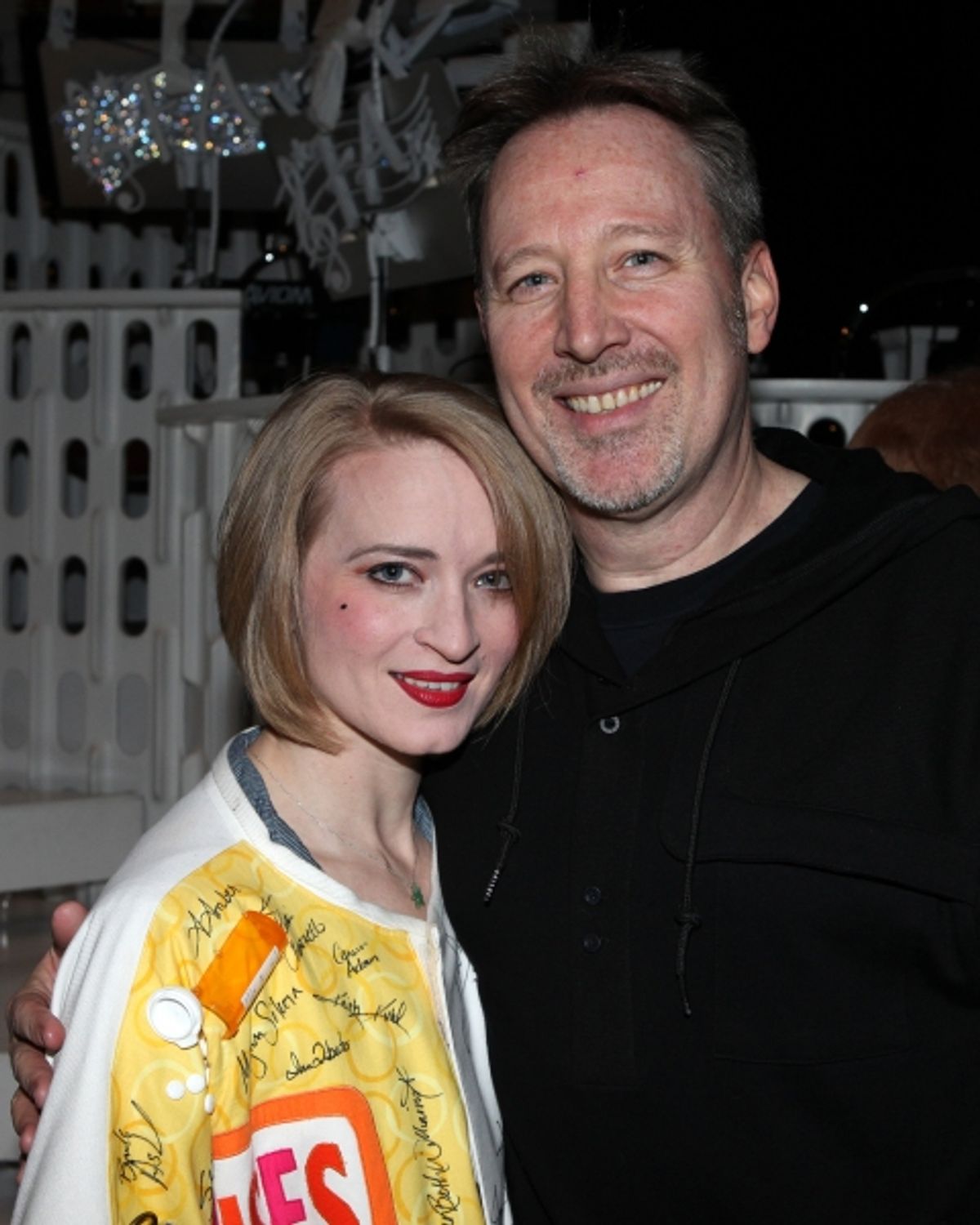 Joyce Chittick & John McDaniel celebrating the Broadway Opening Night Gypsy Robe Ceremony for Recipient Jennifer Frankel of 'Catch Me If You Can' at the Neil Simon Theatre in New York City. at 