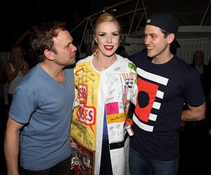 Jennifer Frankel with Norbert Leo Butz & Aaron Tveit celebrating the Broadway Opening Night Gypsy Robe Ceremony for Recipient Jennifer Frankel of 'Catch Me If You Can' at the Neil Simon Theatre in New York City. @ BroadwayWorld Jennifer Frankel with Norbert Leo Butz & Aaron Tveit celebrating the Broadway Opening Photo