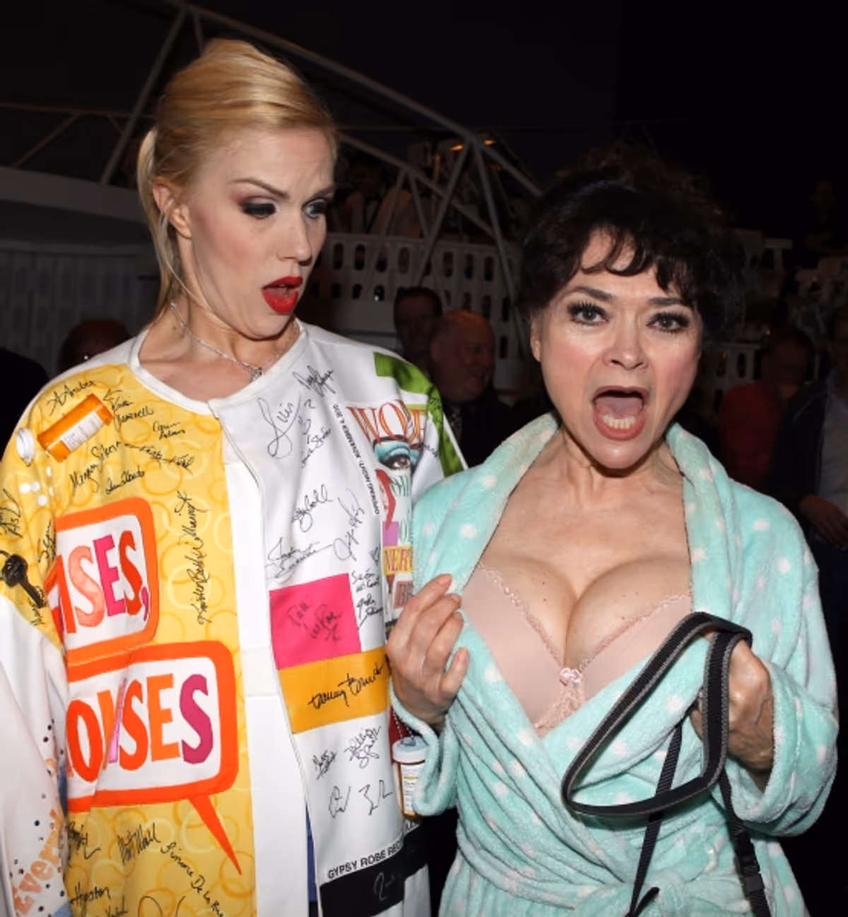 Jennifer Frankel & Linda Hart celebrating the Broadway Opening Night Gypsy Robe Ceremony for Recipient Jennifer Frankel of 'Catch Me If You Can' at the Neil Simon Theatre in New York City. at 