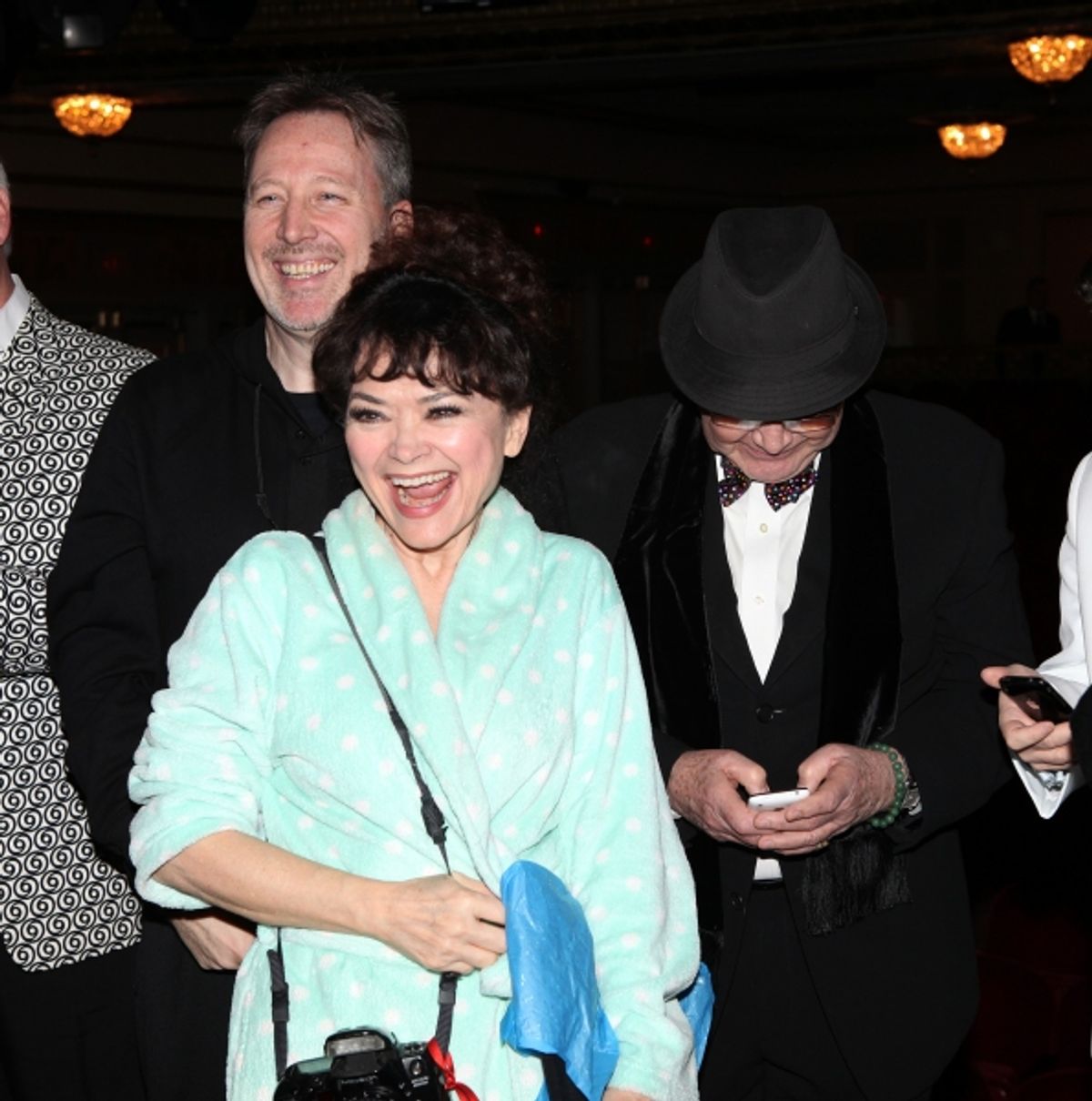 John McDaniel & Linda Hart & Jack O'Brien celebrating the Broadway Opening Night Gypsy Robe Ceremony for Recipient Jennifer Frankel of 'Catch Me If You Can' at the Neil Simon Theatre in New York City. at 